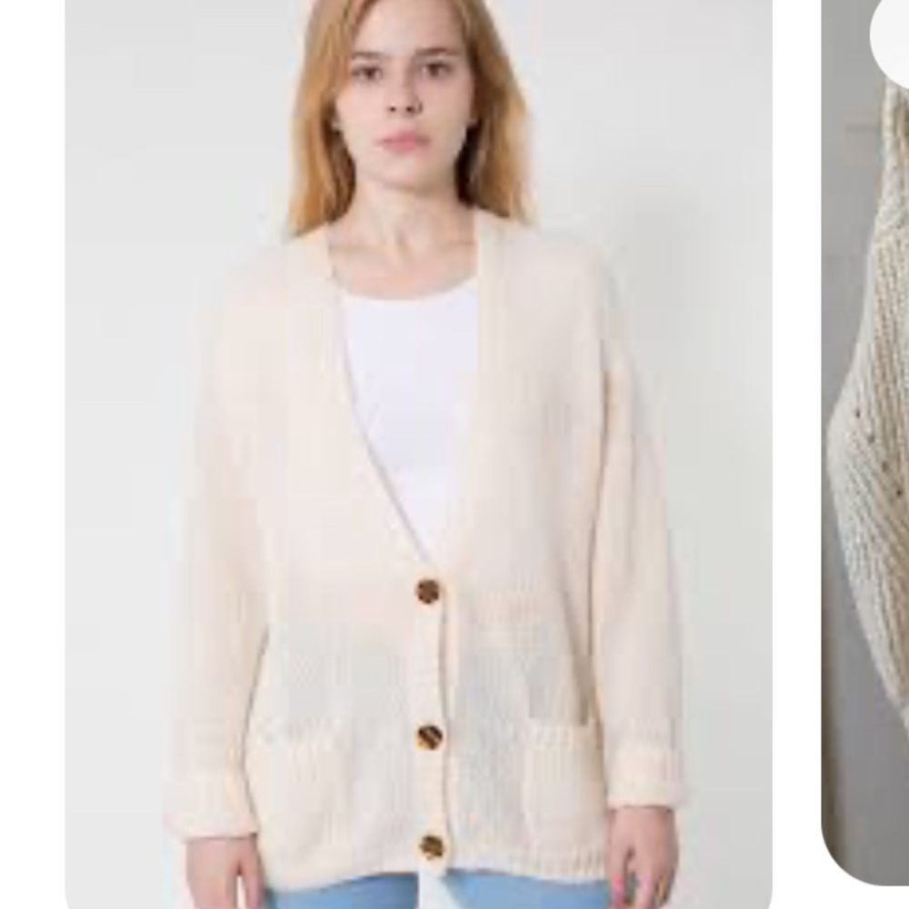 American Apparel Off-White Cardigan One Size